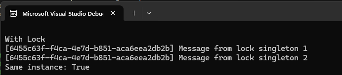 Singleton With Lock Output